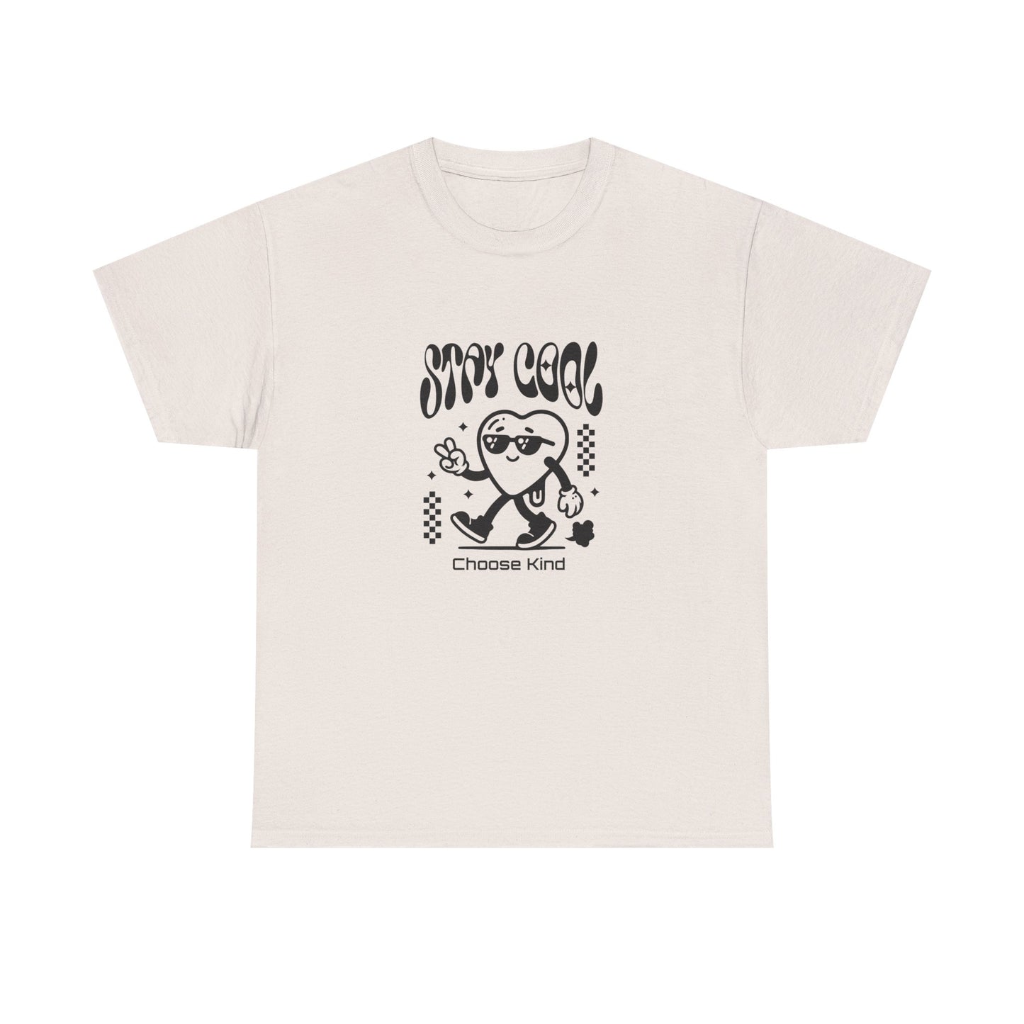 Stay Cool Be Kind Unisex Heavy Cotton Tee - Choose Kind Design, Casual Wear, Gift for Friends, Summer Outing, Positive Vibes