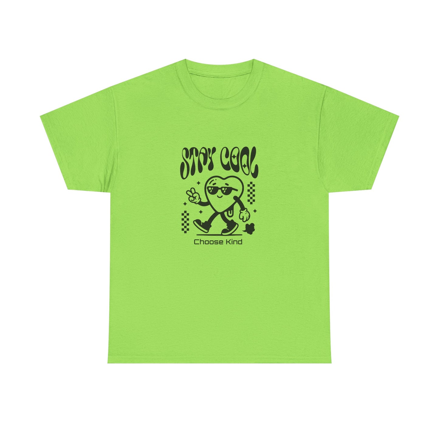 Stay Cool Be Kind  Unisex Heavy Cotton Tee - Choose Kind Design, Casual Wear, Gift for Friends, Summer Outing, Positive Vibes