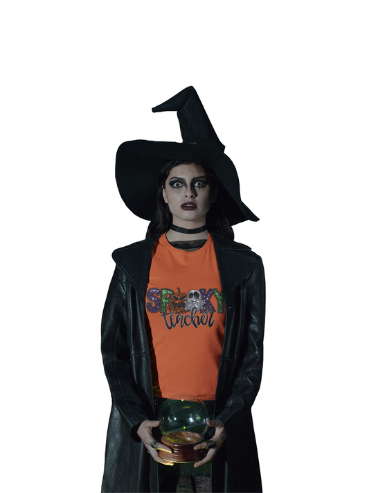 Spooky Teacher T-Shirt, Halloween Gift, Teacher Appreciation, Fun Casual Wear, Autumn Fashion, Unisex Softstyle Tee